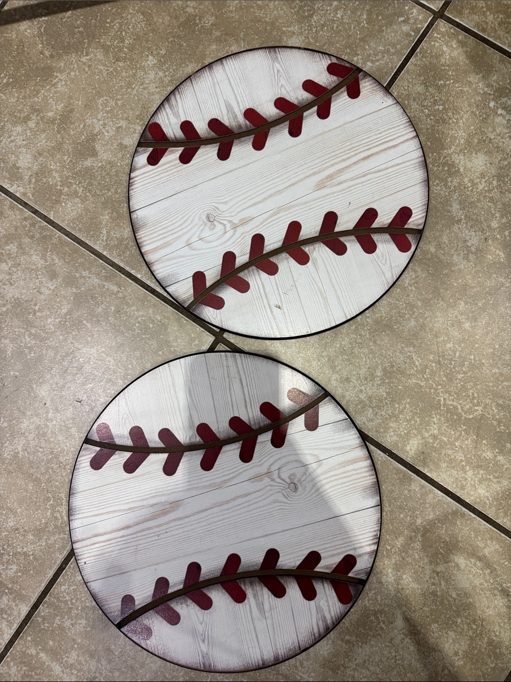 Hobby Lobby Baseball Wall Plaques in White and Red set of two